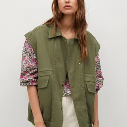 MANGO Women Olive Green Solid Tailored Jacket-image-74