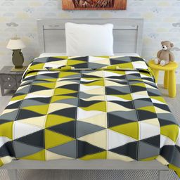 Divine Casa Kids Tawny Grey & Olive Green Microfiber AC Room 120 GSM Single Bed Dohar-23