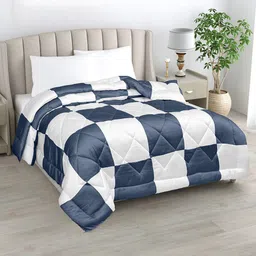LINENWALAS Happy Sleeping Navy Blue Bamboo Silk AC Room 233 GSM Patchwork Single Bed Duvet-image-17