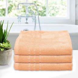 Kuber Industries Unisex Kids Pack of 3 Peach Colored Solid 210 GSM Soft Cotton Bath Towel-11