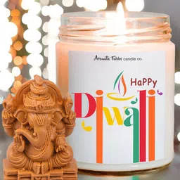 Aromatic Fables White & Brown Cupcake Scented Glass Jar Candle With Ganesha Idol-400g-image-63