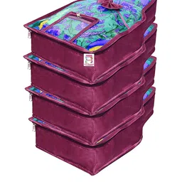 atorakushon Purple Pack Of 4 Satin Blouse Cover Clothes Storage Bag-image-50