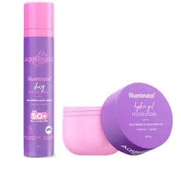 Aqualogica Set of Illuminate+ Dewy SPF50 Sunscreen - 50 g & Hydra Gel Moisturizer - 200 g-54
