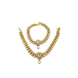 FEMMIBELLA Set of 2 Gold Plated Kundan Anklets with Ghungroo-image-47
