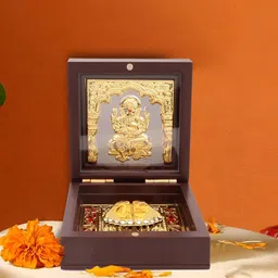 INTERNATIONAL GIFT Metallic-toned Ganesha Idol With Charan Paduka Gift Set-image-94