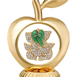 INTERNATIONAL GIFT Gold Toned Religious Brass Apple Shaped Ganesh Car Desk Board Idol-image-93