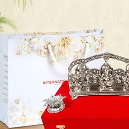 INTERNATIONAL GIFT Laxmi Silver Toned Ganesh Sarswati God Idol showpiece-image-68