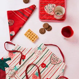 Fabindia Kids Red & Off White 4 Pcs Ceramic Bakeware Gift Set-image-57