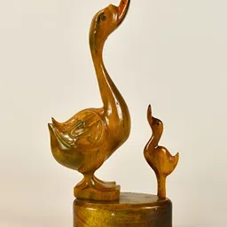 SOWPEACE Brown Textured Wooden Figurine Duck Set Showpiece-26