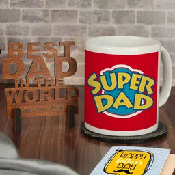 TIED RIBBONS Red & Brown 3 Pieces Fathers Day Printed Home Gift Sets-23