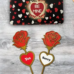 Phirki Studio Wooden Box With 2 Artificial Rose Flower Valentines Day Gift Set-image-32