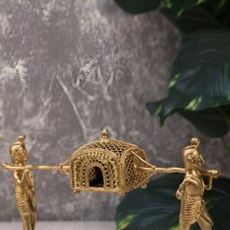 SOWPEACE Gold Toned Textured Brass Dokra PALKI Figurine Showpiece-image-12
