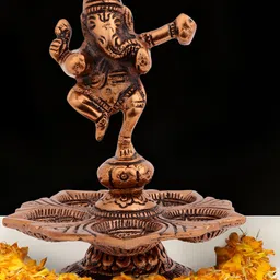 INTERNATIONAL GIFT Brown Religious Dancing Ganesha Metal Idol Showpiece-image-41