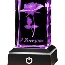 Gleevers Purple & Black 3D Rose Crystal LED Lamp-picture-33