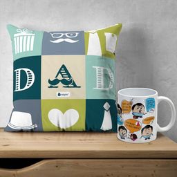 Indigifts Dad's Printed Cushion with Dad's Dialogues Printed Ceramic Coffee Mug-image-61