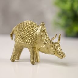 SOWPEACE Gold Toned Dokra OX Brass Showpiece-image-6