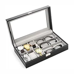 KriShyam 3 Pcs Black Lockable Watch & Glasses Storage Box-54