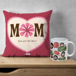 Indigifts Mom You Are Best Printed Pre-Filled Cushion & Her Dialogues Printed Coffee Mug-image-9