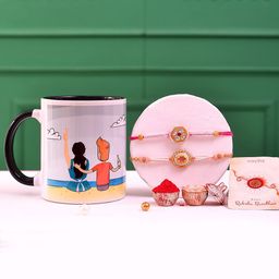 Voylla Pearls 5-Pcs White & Pink Rakhi with Mug Gift Set-image-19