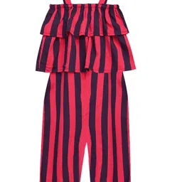 A T U N Girls Red & Navy Blue Striped Basic Jumpsuit-picture-22