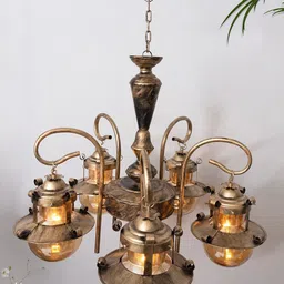 Homesake Gold Toned 5-Light Oil Rubbed Antique Metal Jhoomar-image-32