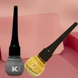 KINDED Set Of 2 Long Lasting Liquid Eyeliner - 5ml Each - Golden Glaze-Greyish Silver-39