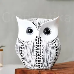 Aura White Birds and Animals Owl Figurine Showpiece-28