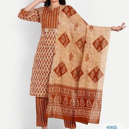 Krati Creations Floral Printed Gotta Patti Pure Cotton Kurta with Trousers & Duaptta-image-8