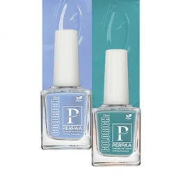 PERPAA Set of 2 Colorich Vegan Nail Polish 10ml Each- Light Sea Green 05 & Texture Blue 07-3