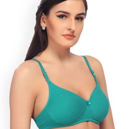 Lady Love Women Green Solid Non Wired Full Coverage Everyday Bra-picture-11