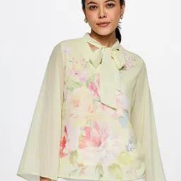 AND Floral Printed Tie-Up Neck Flared Sleeves Top-image-67