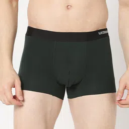 UnderJeans by Spykar Brand Logo Printed Outer-Elastic Short Trunks UJNPTSI100BOTTLEGREEN1-picture-0