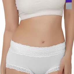 Bella Voste Pack of 3 Mid-Rise Self Design Lace Anti-Odour Hipster Briefs-16