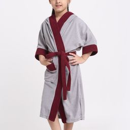 Creeva Solid Hooded Bath Robe-91