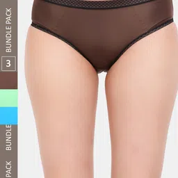 Amour Secret Pack Of 3 Laced Leak Proof Hipster Briefs P205_Bwn_Grn_Tblu-image-27