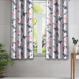 Cortina White & Black 2 Pieces Quirky Printed Window Curtain-42