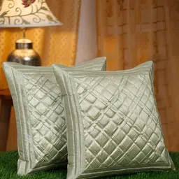 HOSTA HOMES Crem-Colored 2 Pieces Geometric Square Cushion Covers-30