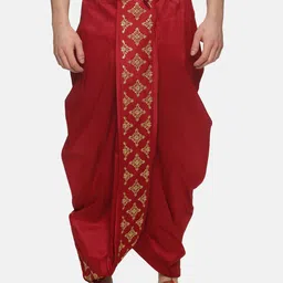 Sethukrishna Men Maroon Embroidered Dhotipants-image-88