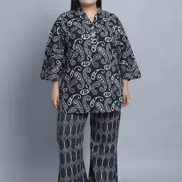 TAG 7 PLUS Plus Size Ethnic Motifs Printed Pure Cotton Night Suit-picture-2