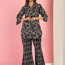 TAG 7 Paisley Printed Mandarin Collar Pure Cotton Tunic With Trousers-picture-28
