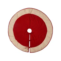 Home Heart Burgundy & Red Velvet Round Christmas Tree Skirt with Jute Border-image-87