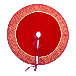 Home Heart Red & Beige Round Double Layered Christmas Tree Skirt Festive Decor-8