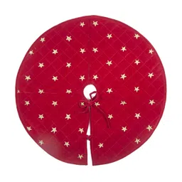 Home Heart Red & Yellow Embroidered Velvet Round Christmas Tree Skirt-image-64