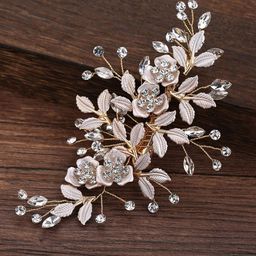 Yellow Chimes Women White & Gold-Toned Embellished Leaf Hair Vine-17