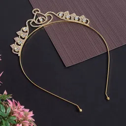 Golden Peacock Women Gold-Toned & White Embellished Hairband-image-19