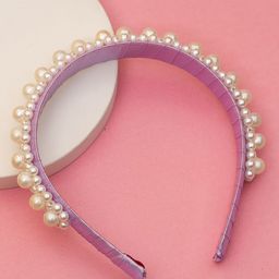 Choko Girls Purple & White Pearl Beaded Hairband-image-10