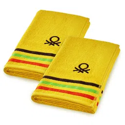 United Colors of Benetton Pack Of 2 Yellow Solid 450 GSM Cotton Hand Towel-picture-15