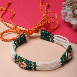ZENEME Gold-Plated Stone Studded & Beaded Matha Patti-image-85