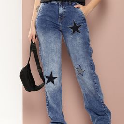 Harvard Women Straight Fit Heavy Fade Embroidered Stretchable Jeans-image-54