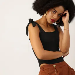 bebe Ribbed Shoulder Tie-Ups Bodysuit-picture-13